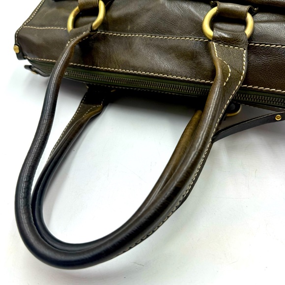 Auth Celine Vintage Olive Green Polished Leather Tote Bag Purse Handbag Preloved - Picture 4 of 16